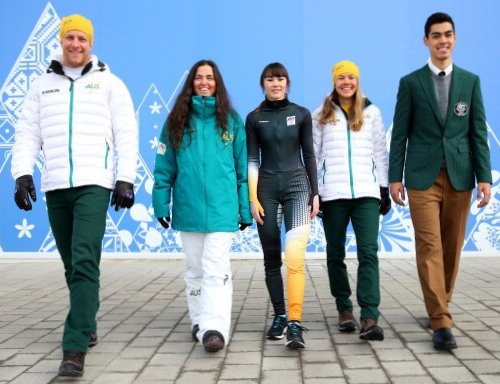 Australian athletes present the official Australian 2014 Winter Olympics uniforms. Photo (c) Quinn Rooney/Getty Images 